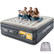 Load image into Gallery viewer, OlarHike King Size Air Mattress with Built-in Pump, 18" Extra-Wide Raised Inflatable Air Bed for Home and Guests, Heavy-Duty Support for 2-4 Sleepers Up to 750 lbs