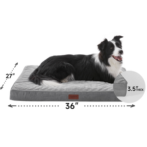 Ophanie Gray Orthopedic Dog Bed For Large Dogs with Egg Crate Foam Support and Non-Slip Bottom, Waterproof and Machine Washable Removable Pet Bed Cover,L size(35"x22"x3.5")