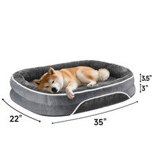 Load image into Gallery viewer, Ophanie Luxury Sofa Orthopedic Dog Bed For Large Dogs, Removable, Machine Washable Plush Cover, and Non-Slip Bottom with Four-Sided Bolster Cushion, Gray (35&quot;x28&quot;x6&quot;)