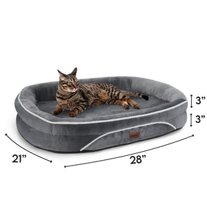 Ophanie Luxury Sofa Orthopedic Dog Bed For Large Dogs, Removable, Machine Washable Plush Cover, and Non-Slip Bottom with Four-Sided Bolster Cushion, Gray (35"x28"x6")