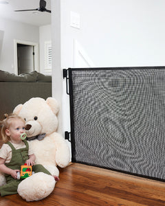 Ophanie Retractable Baby Safety Gate,Mesh Pet Gate 33" Tall, Extends to 55" Wide, Black