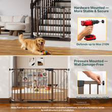 Load image into Gallery viewer, Cumbor 36.6-64 in Extra Wide Baby Gate for Stairs, Dog Gate Indoor, Brown Mom's Choice Awards Winner, Double Lock for Doorways, Auto Close Child Gate for Toddler &amp; Pets, Pressure or Hardware Mounted