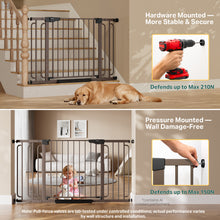 Load image into Gallery viewer, Cumbor 36.6-59" Extra Wide Baby Gate for Stairs, Auto Close Dog Gate Brown Double Lock Safety for Doorways, One-Hand Open with 2-Way Swing, Child Gate for Toddler &amp; Pets, Pressure or Hardware Mounted