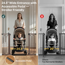 Load image into Gallery viewer, Cumbor 36.6-64 in Extra Wide Baby Gate for Stairs, Dog Gate Indoor, Brown Mom's Choice Awards Winner, Double Lock for Doorways, Auto Close Child Gate for Toddler &amp; Pets, Pressure or Hardware Mounted