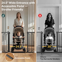 Load image into Gallery viewer, Cumbor 36.6-59" Extra Wide Baby Gate for Stairs, Auto Close Dog Gate Black Double Lock Safety for Doorways, One-Hand Open with 2-Way Swing, Child Gate for Toddler &amp; Pets, Pressure or Hardware Mounted