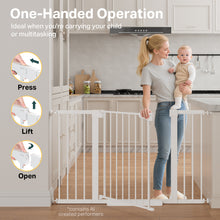 Load image into Gallery viewer, Cumbor 29.7-51.5 in Extra Wide Baby Gate for Stairs, Dog Gate Indoor White Mom's Choice Awards Winner, Auto Close with Double Lock for Doorways, Child Gate for Toddlers &amp; Pets, Pressure Mounted