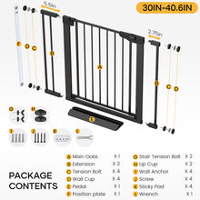 Load image into Gallery viewer, Cumbor 30-40.6 in Baby Gate for Stairs and Doorways, Dog Gate Indoor Black Mom's Choice Awards Winner, Pressure Mounted, Auto-Close, Easy Walk Thru Door, For Dogs Indoor