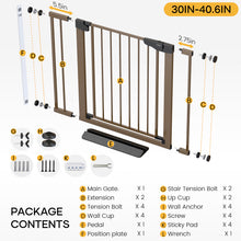 Load image into Gallery viewer, Cumbor 30-40.6 in Baby Gate for Stairs and Doorways, Dog Gate Indoor Brown Mom's Choice Awards Winner, Auto Close, Double Lock, Safety Child Gate for Toddlers &amp; Pets, Pressure or Hardware Mounted