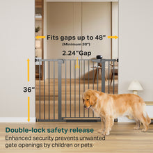 Load image into Gallery viewer, Cumbor 36" Extra Tall Baby Gate for Stairs, 30-48" Dog Gate Indoor Black Mom's Choice Awards Winner, Double Lock Safety for Doorways, Child Gate for Toddlers &amp; Pets, Pressure or Hardware Mounted