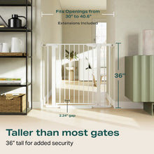 Load image into Gallery viewer, Cumbor 36 in Extra Tall Baby Gate for Doorways, 30-40.6 in Dog Gate White Mom's Choice Awards Winner, Double Lock, 2-Way Swing, Auto Close Child Gate for Toddler &amp; Pets, Pressure or Hardware Mounted