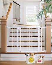 Load image into Gallery viewer, Cumbor 30-48 in Baby Gate for Stairs, Auto Close Dog Gate Indoor, White Mom's Choice Awards Winner, Double Lock Safety for Doorways, One-Hand Open Child Gate for Toddlers &amp; Pets, Pressure Mounted