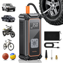 Load image into Gallery viewer, OlarHike Portable Tire Inflator - 160 Psi Digital Pressure Gauge,Air Compressor for Car Tires with Automatic Shutoff ,Emergency LED Light,Cordless and Compact Automotive Pump,Black