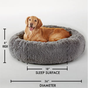 Ophanie 30" Calming Dog Bed, Hug Donut Cat Bed, Waterproof, and Machine Washable Removable Pet Bed Cover, 30"x30"x7"