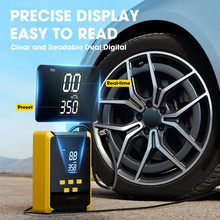 Load image into Gallery viewer, Ophanie 12V DC Tire Inflator - 160 PSI Pressure Gauge, Automatic Shutoff Car Air Compressor, Dual Digital Display, Faster Inflation, Emergency LED Light, Compact Design, Powered by Cigarette Lighter