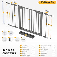 Load image into Gallery viewer, Cumbor 30-40.6 in Baby Gate for Stairs and Doorways, Dog Gate Cool Gray Mom's Choice Awards Winner, Auto Close, Double Lock, Safety Child Gate for Toddlers &amp; Pets, Pressure or Hardware Mounted