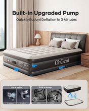Load image into Gallery viewer, OhGeni Air Mattress Queen with Built in Pump, 18" Raised Inflatable Blow Up Mattress, Upgraded Surface Portable Bed for Home, Camping, Colchone Inflable, Ideal Alternative to a Bed, 1-Pack Only