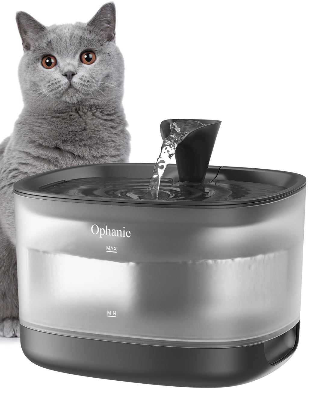 Ophanie 95oz/2.8L Stainless Steel Cat Water Fountain with Replacement Filters & Silicone Mat, Automatic Water Dispenser for Cats and Dogs, Electric Drinking Bowl Suitable for Multiple Pets, Silver