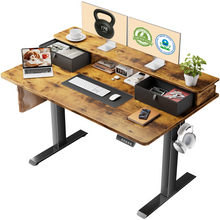 Load image into Gallery viewer, Veken 47-Inch Electric Standing Desk with Drawers, Adjustable Table, Brown