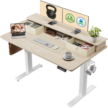 Load image into Gallery viewer, Veken 47-Inch Electric Standing Desk with Drawers, Adjustable Table, Wood