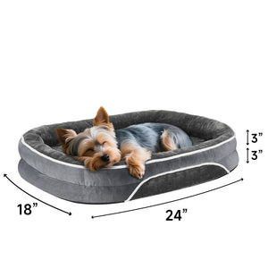 Ophanie Luxury Sofa Orthopedic Dog Bed For Large Dogs, Removable, Machine Washable Plush Cover, and Non-Slip Bottom with Four-Sided Bolster Cushion, Gray (35"x28"x6")