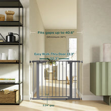Load image into Gallery viewer, Cumbor 30-40.6 in Baby Gate for Stairs and Doorways, Dog Gate Cool Gray Mom's Choice Awards Winner, Auto Close, Double Lock, Safety Child Gate for Toddlers &amp; Pets, Pressure or Hardware Mounted