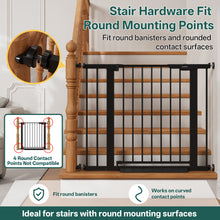 Load image into Gallery viewer, InnoTruth 27-36.6 in Wide Baby Gate for Stairs and Doorways, Black Indoor Metal Dog Gate for Pets, Auto Close 2 Way Swing Walk Through Door, Double Lock &amp; Y-Bolts, Pressure or Hardware Mount