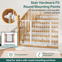 Load image into Gallery viewer, InnoTruth 29.6-50.1 in Extra Wide Baby Gate for Stairs and Doorways, White Indoor Metal Dog Gate for Pets, Auto Close 2 Way Swing Walk Through Door, Double Lock &amp; Y-Bolts, Pressure or Hardware Mount