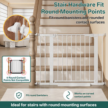 Load image into Gallery viewer, InnoTruth 29.6-39.1 in Wide Baby Gate for Stairs and Doorways, White Indoor Metal Dog Gate for Pets, Auto Close 2 Way Swing Walk Through Door, Double Lock &amp; Y-Bolts, Pressure or Hardware Mount