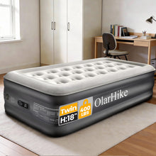 Load image into Gallery viewer, OlarHike Twin Air Mattress with Built-in Pump, 18" Raised Inflatable Bed for Home &amp; Outdoor Use, 300lb Weight Capacity - Portable Blow-up Mattress for Guests, Camping, and Travel