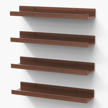 Load image into Gallery viewer, BAYKA 15.7x4.13" Floating Shelves for Wall,Room Decor,Raised Lip,4 Pack Wooden Picture Ledge, Lego Display, Bookshelf, Trinkets, Perfume, Storage in Bedroom,Bathroom,Living Room,Kids Room,Brown