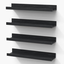 Load image into Gallery viewer, BAYKA 15.7x4.13" Floating Shelves for Wall,Room Decor,Raised Lip,4 Pack Wooden Picture Ledge, Lego Display, Bookshelf, Trinkets, Perfume, Storage in Bedroom,Bathroom,Living Room,Kids Room,Black