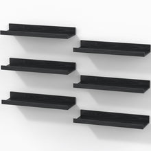 Load image into Gallery viewer, BAYKA 15.7x5.12" Floating Shelves for Wall,Room Decor,Raised Lip,6 Pack Wooden Picture Ledge, Lego Display, Bookshelf, Trinkets, Perfume, Storage in Bedroom,Bathroom,Living Room,Kids Room,Black