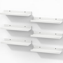 Load image into Gallery viewer, BAYKA 15.7x5.12" Floating Shelves for Wall,Room Decor,Raised Lip,6 Pack Wooden Picture Ledge, Lego Display, Bookshelf, Trinkets, Perfume, Storage in Bedroom,Bathroom,Living Room,Kids Room,White