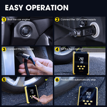 Load image into Gallery viewer, Ophanie 12V DC Tire Inflator - 160 PSI Pressure Gauge, Automatic Shutoff Car Portable Air Compressor, Digital Display, Faster Inflation, LED Light, Compact Design, Powered by Cigarette Lighter