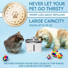Load image into Gallery viewer, Veken Innovation Award Winner 95oz/2.8L Pet Fountain, Automatic Cat Water Fountain Dog Water Dispenser with 6 Replacement Filters &amp; Silicone Mat for Cats, Dogs (Grey, Plastic)