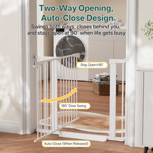 Load image into Gallery viewer, InnoTruth 27-36.6 in Wide Baby Gate for Stairs and Doorways, White Indoor Metal Dog Gate for Pets, Auto Close 2 Way Swing Walk Through Door, Double Lock &amp; Y-Bolts, Pressure or Hardware Mount