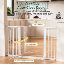 Load image into Gallery viewer, InnoTruth 29.6-50.1 in Extra Wide Baby Gate for Stairs and Doorways, White Indoor Metal Dog Gate for Pets, Auto Close 2 Way Swing Walk Through Door, Double Lock &amp; Y-Bolts, Pressure or Hardware Mount