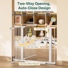 Load image into Gallery viewer, InnoTruth 29.6-39.1 in Wide Baby Gate for Stairs and Doorways, White Indoor Metal Dog Gate for Pets, Auto Close 2 Way Swing Walk Through Door, Double Lock &amp; Y-Bolts, Pressure or Hardware Mount