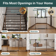 Load image into Gallery viewer, Cumbor 36.6-64 in Extra Wide Baby Gate for Stairs, Dog Gate Indoor, Brown Mom's Choice Awards Winner, Double Lock for Doorways, Auto Close Child Gate for Toddler &amp; Pets, Pressure or Hardware Mounted