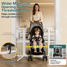 Load image into Gallery viewer, InnoTruth 29.6-39.1 in Wide Baby Gate for Stairs and Doorways, White Indoor Metal Dog Gate for Pets, Auto Close 2 Way Swing Walk Through Door, Double Lock &amp; Y-Bolts, Pressure or Hardware Mount
