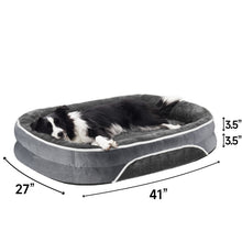 Load image into Gallery viewer, Ophanie Luxury Sofa Orthopedic Dog Bed For Large Dogs, Removable, Machine Washable Plush Cover, and Non-Slip Bottom with Four-Sided Bolster Cushion, Gray (35&quot;x28&quot;x6&quot;)