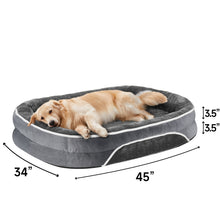 Load image into Gallery viewer, Ophanie Luxury Sofa Orthopedic Dog Bed For Large Dogs, Removable, Machine Washable Plush Cover, and Non-Slip Bottom with Four-Sided Bolster Cushion, Gray (35&quot;x28&quot;x6&quot;)