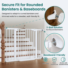 Load image into Gallery viewer, Cumbor 29.7-46" Baby Gate for Stairs, Toddler Safety Essentials for The House, Auto Close Dog Gate for Doorways, Mom's Choice Awards Winner-Easy Install Pressure Mounted Pet Gates for Dogs, White