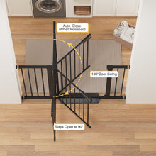 Load image into Gallery viewer, Cumbor 30-48 in Baby Gate for Stairs, Auto Close Dog Gate Indoor, Black Mom's Choice Awards Winner, Double Lock Safety for Doorways, One-Hand Open Child Gate for Toddlers &amp; Pets, Pressure Mounted