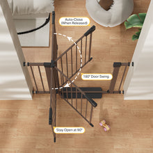 Load image into Gallery viewer, Cumbor 30-40.6 in Baby Gate for Stairs and Doorways, Dog Gate Indoor Brown Mom's Choice Awards Winner, Auto Close, Double Lock, Safety Child Gate for Toddlers &amp; Pets, Pressure or Hardware Mounted
