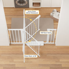 Load image into Gallery viewer, Cumbor 30-48 in Baby Gate for Stairs, Auto Close Dog Gate Indoor, White Mom's Choice Awards Winner, Double Lock Safety for Doorways, One-Hand Open Child Gate for Toddlers &amp; Pets, Pressure Mounted
