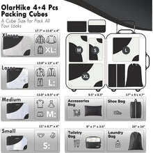 Load image into Gallery viewer, Olarhike 8 Set Packing Cubes, Travel Luggage Organizers,Black/Cream