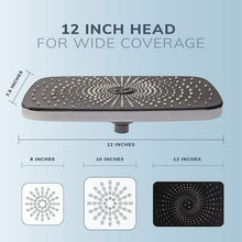 Load image into Gallery viewer, 5-Setting High Pressure Shower Head, 12 inch Rain Shower Head with Handheld and Hose,Chrome &amp; Black