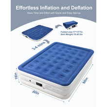 Load image into Gallery viewer, 18 inch Queen Size Air Mattress with Built-in-Pump, Navy Blue