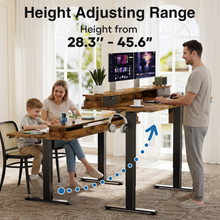 Load image into Gallery viewer, Veken 47-Inch Electric Standing Desk with Drawers, Adjustable Table, Brown